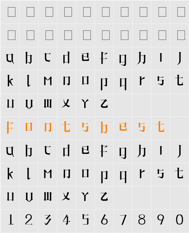Line phone font Character Map