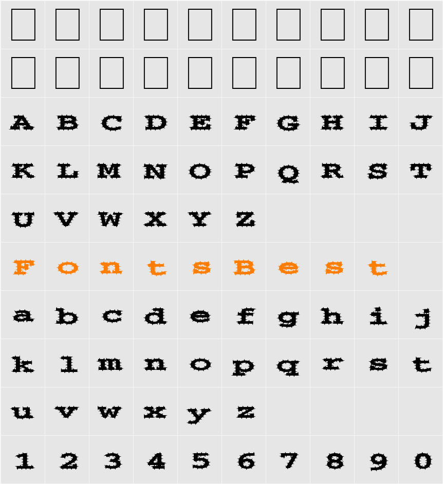 FZ BASIC 54 SPIKED EX Character Map