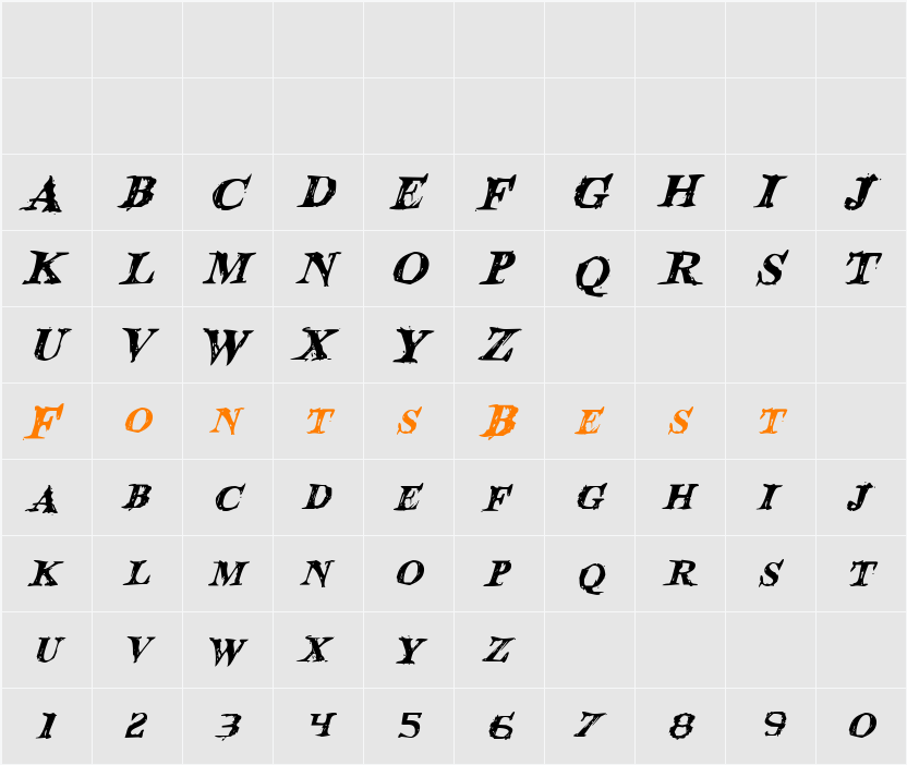 Blood Crow Italic Character Map