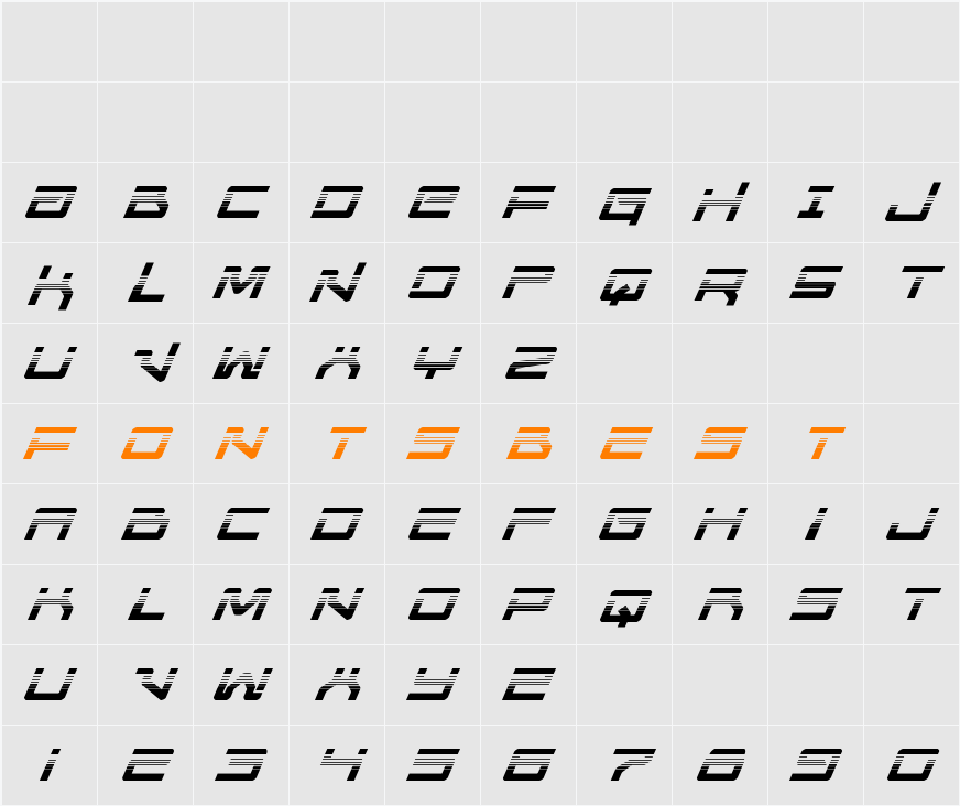 United Planets Halftone Italic Character Map
