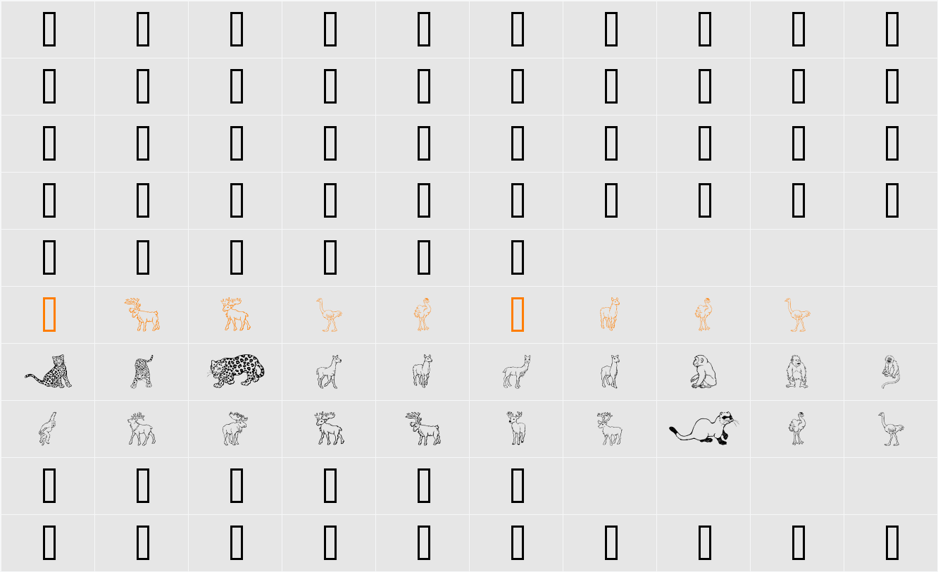 GE Wild Kingdom L to O Character Map
