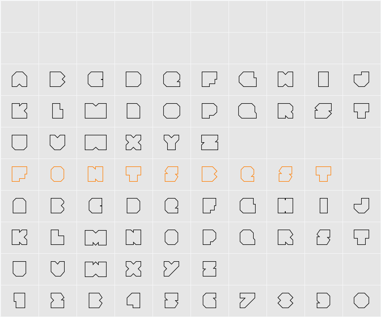 VX Rocket Outline Character Map