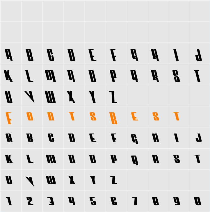 Vindicator Leftalic Character Map