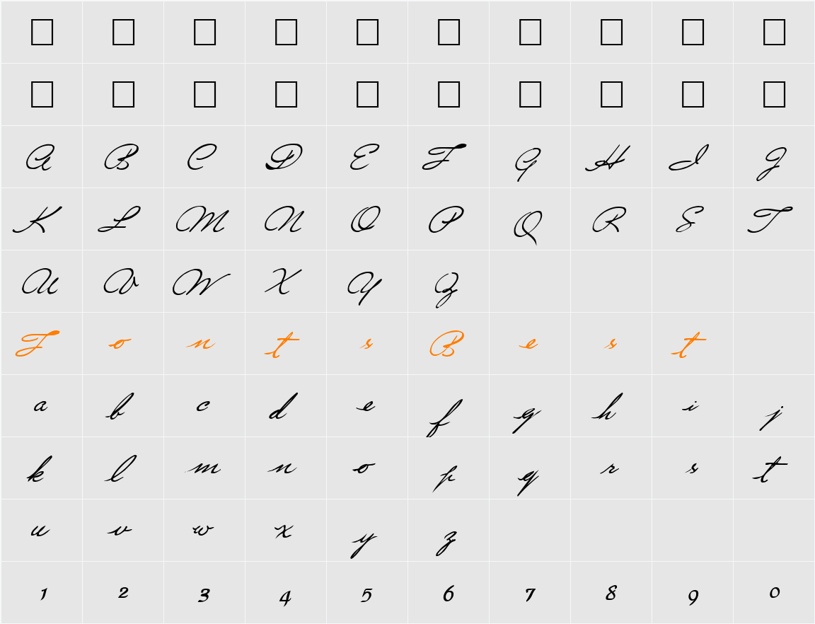 WishingType3 Character Map