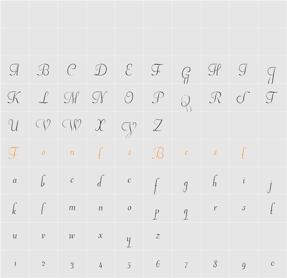 PlumaPrimeyra Character Map