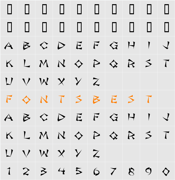 Jade Monkey BTN Character Map