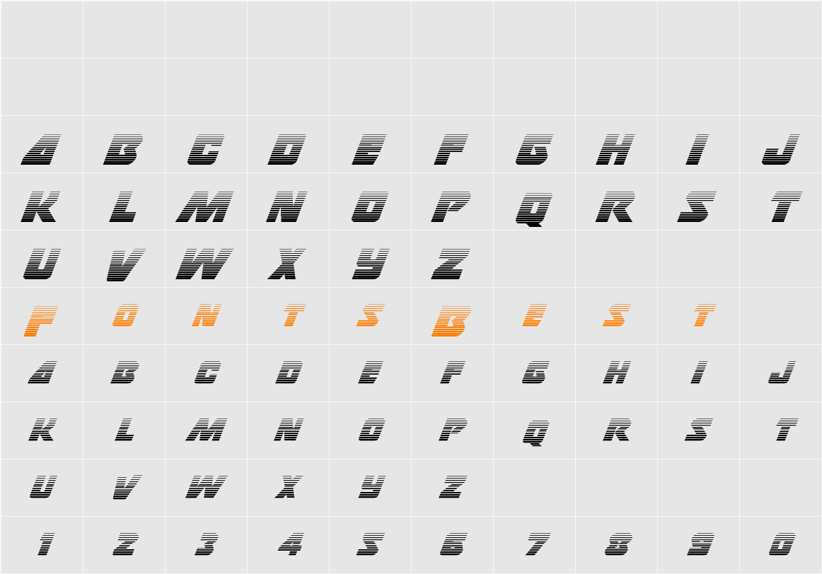 Thunderstrike Gradient Character Map