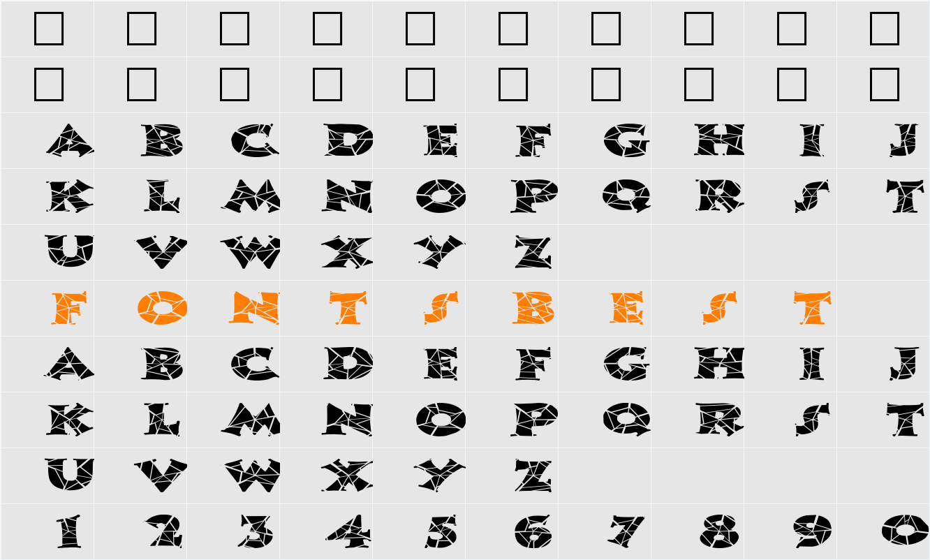 FZ JAZZY 13 CRACKED EX Character Map