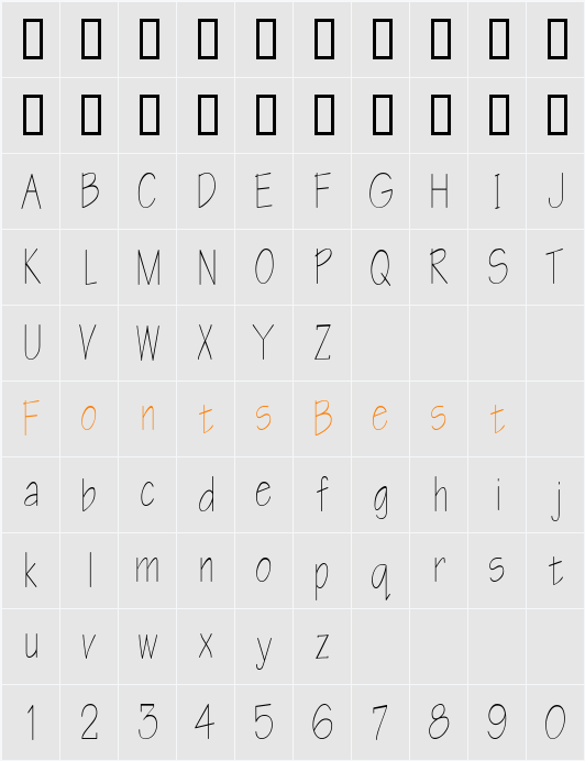 WriteCondensed Character Map
