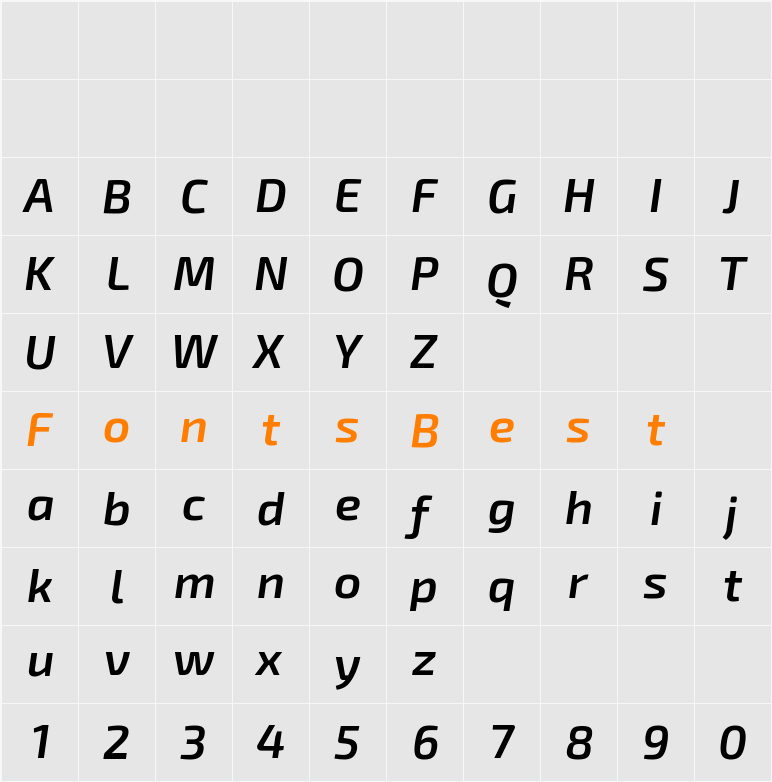 Exo 2 Semi Bold Character Map