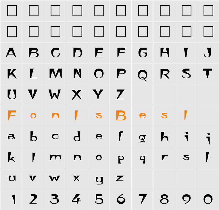TempuraExpanded Character Map