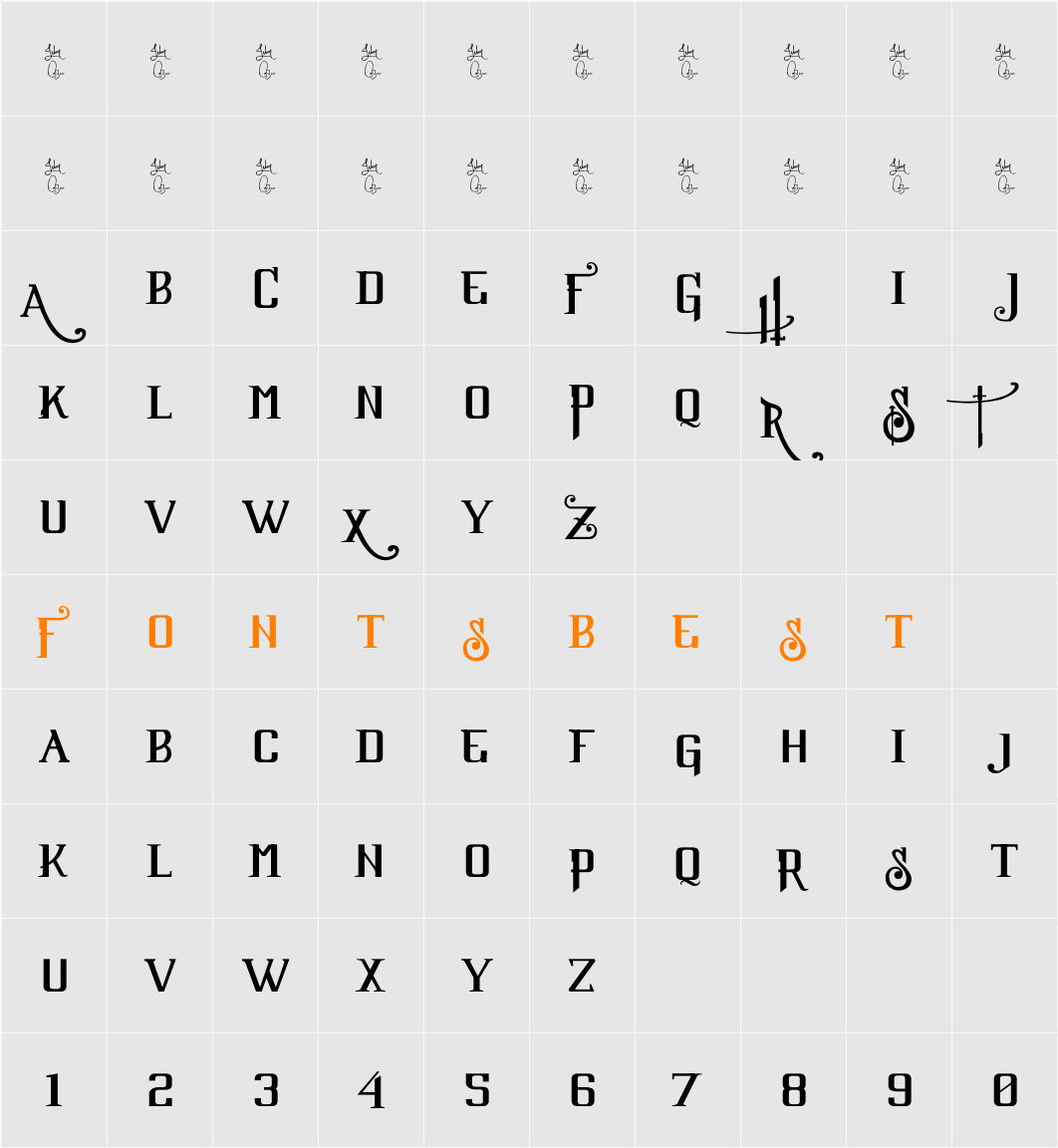 Sucker Font Character Map