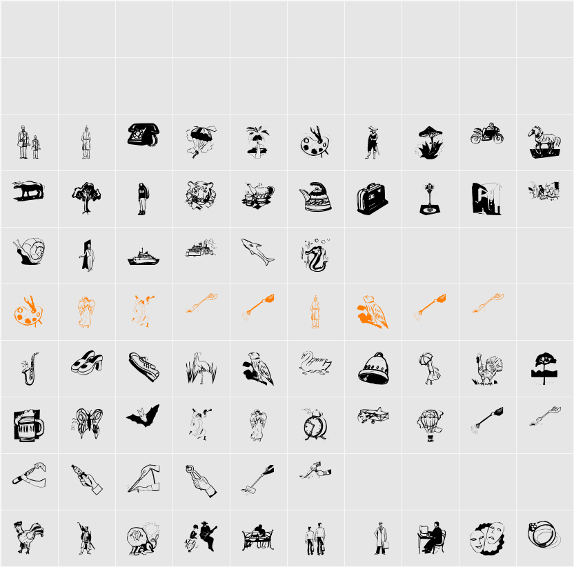 DirtyVectors Character Map