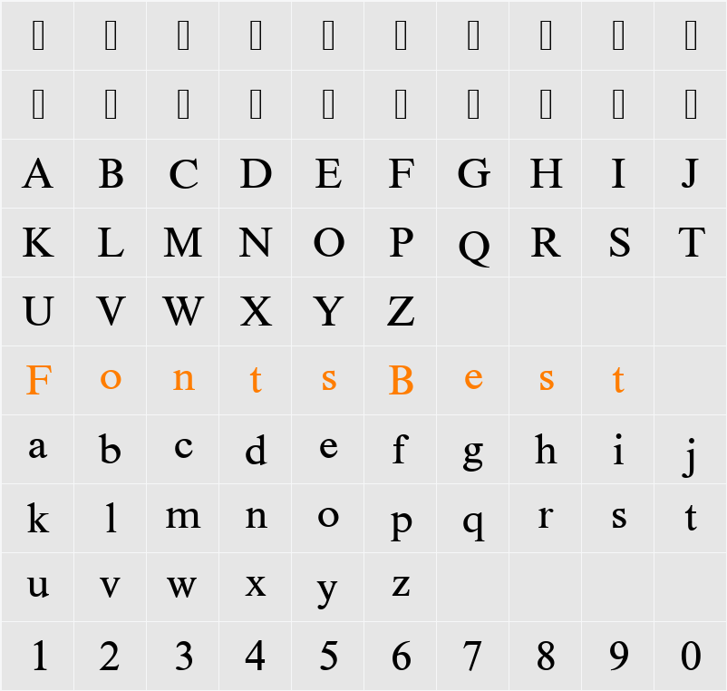 Nimbus Roman Becker No2TReg Character Map