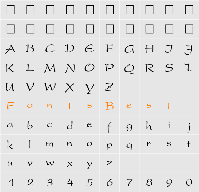 PresentScript Character Map
