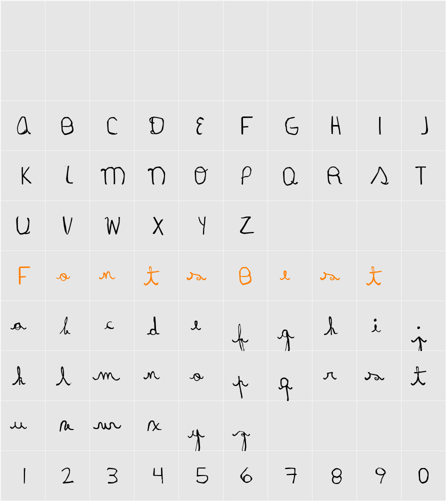 Rayairregular Character Map
