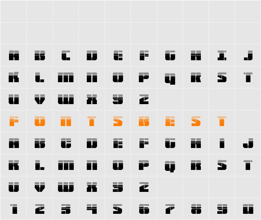 Warp Thruster Half-Tone Character Map