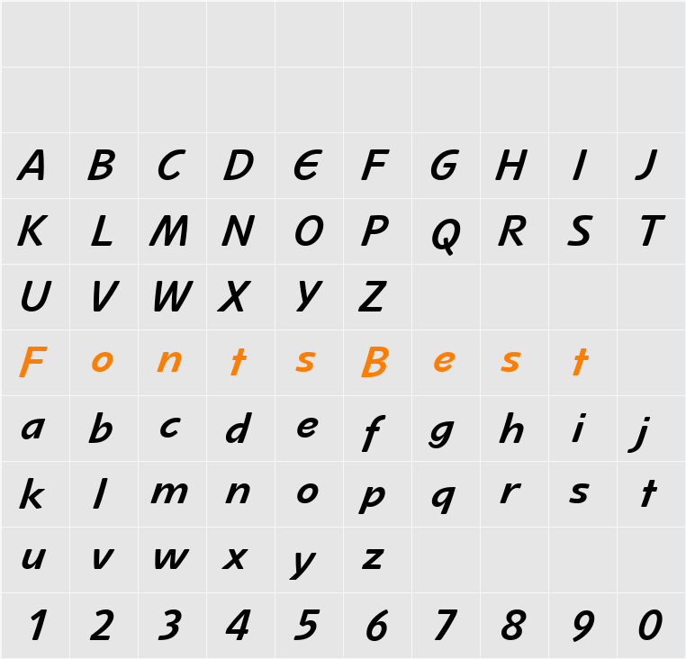 Mano LT Light Character Map