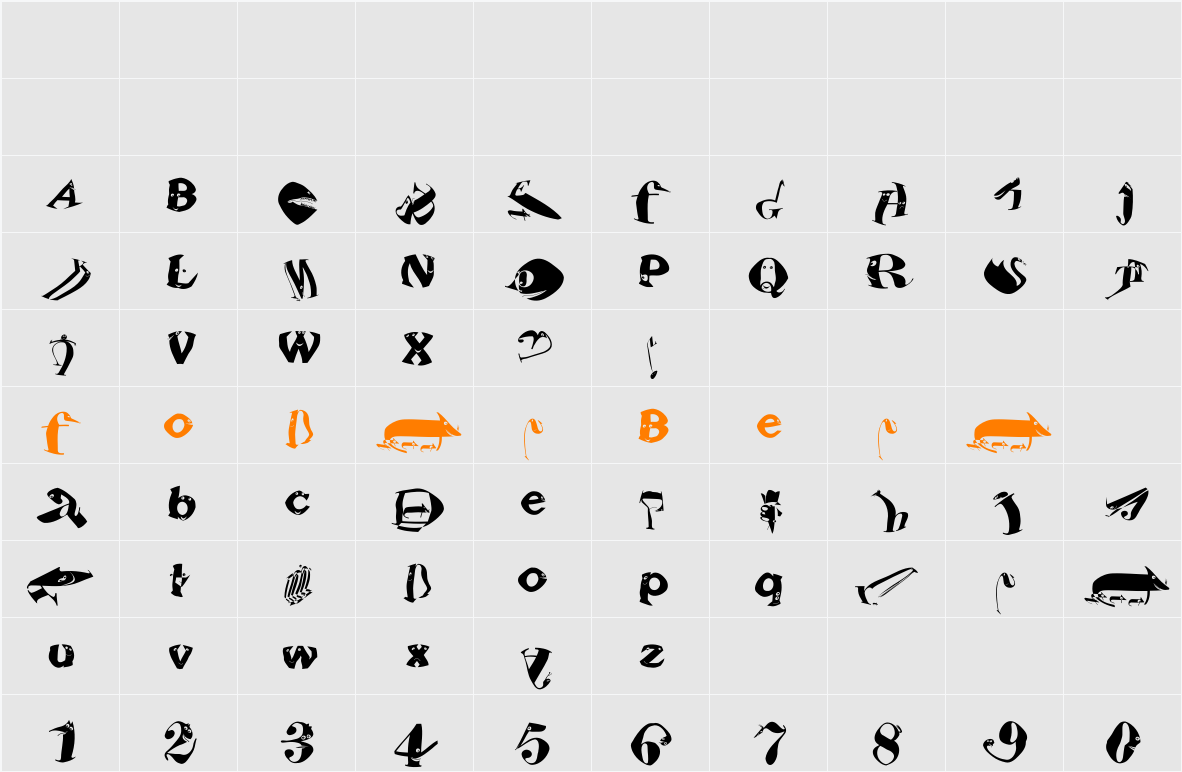 FunnyFaces Character Map