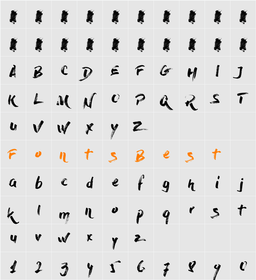 Dry Brush Character Map