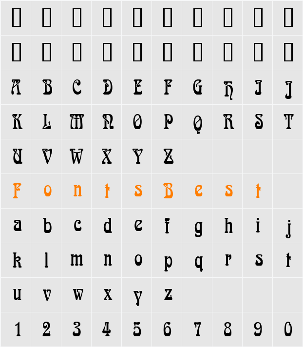 LaliqueCondensed Character Map