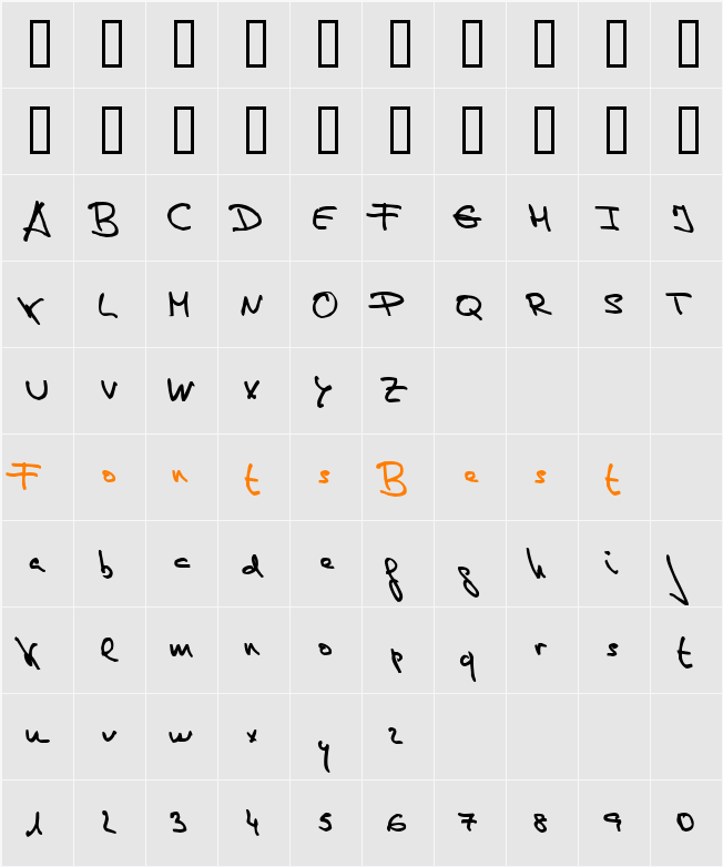 de Manu 1 Character Map