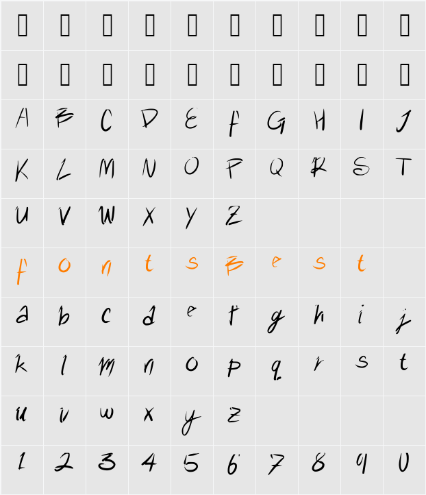 messyhand Character Map