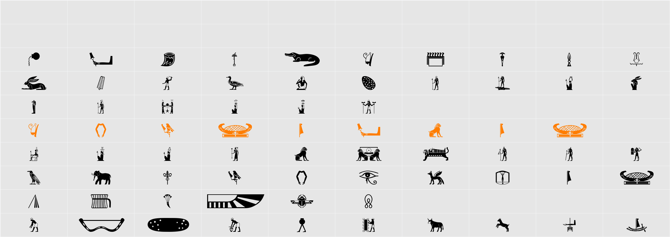 OldEgyptGlyphs Character Map