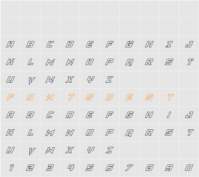 Viking Squad Outline Italic Character Map