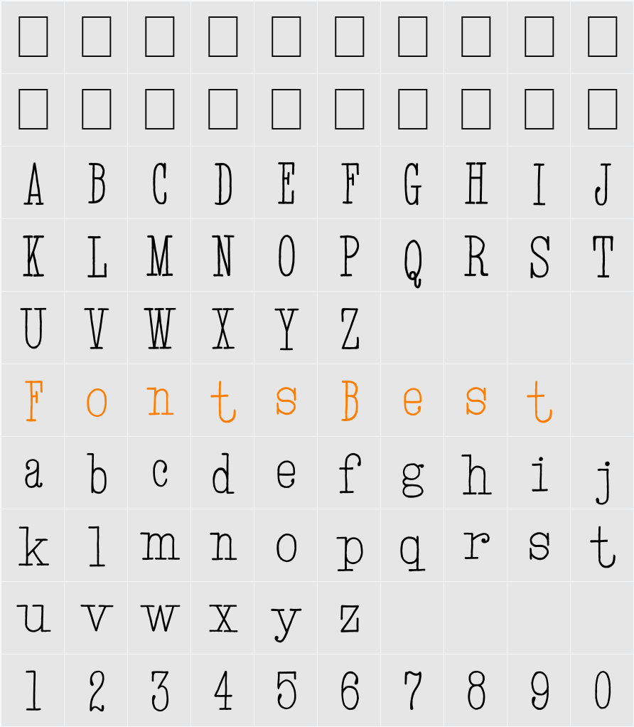 Hand TypeWriter Character Map