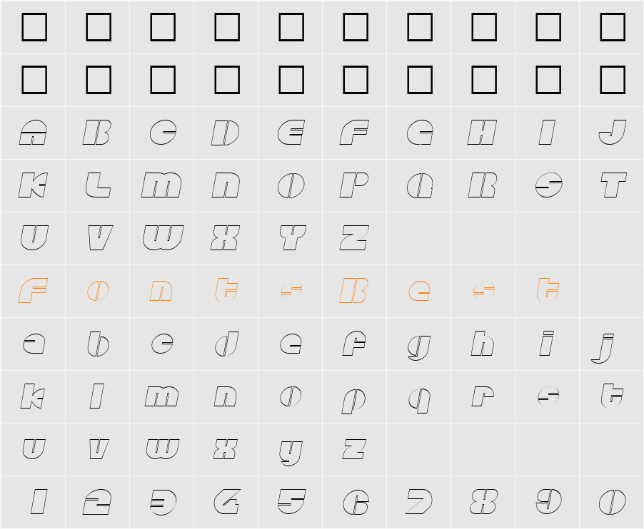 DiscoOutline Character Map