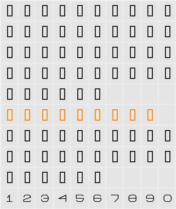 Gagua Light Character Map