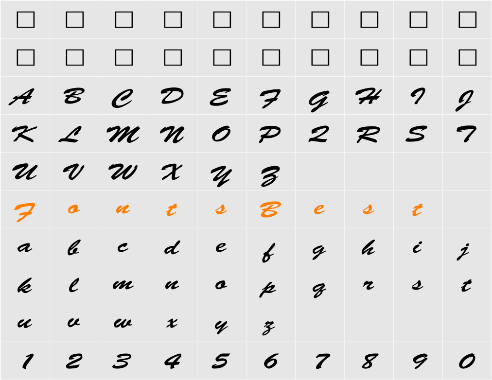 Brush-Script Wide Character Map