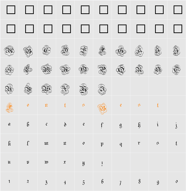 Parchment Character Map