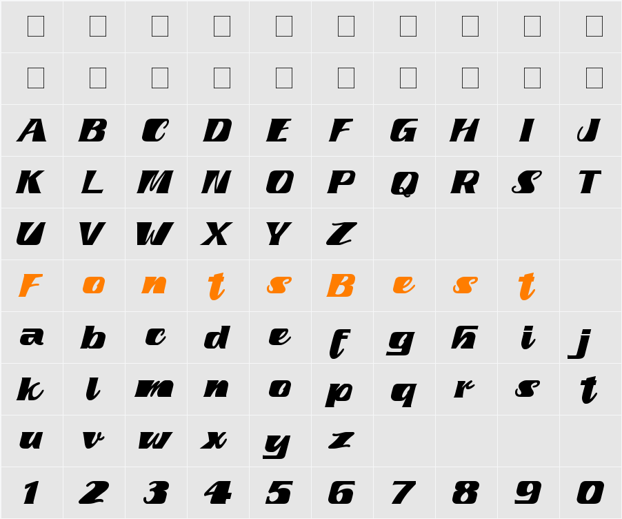 fretine Character Map