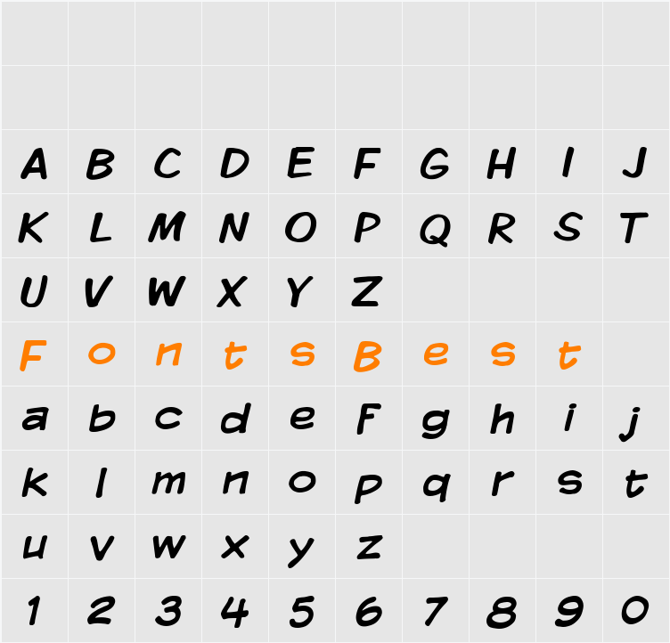 VTCKomixationRegular Character Map