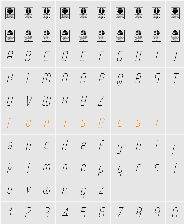 WOX~Modelist Thin Italic Demo Character Map