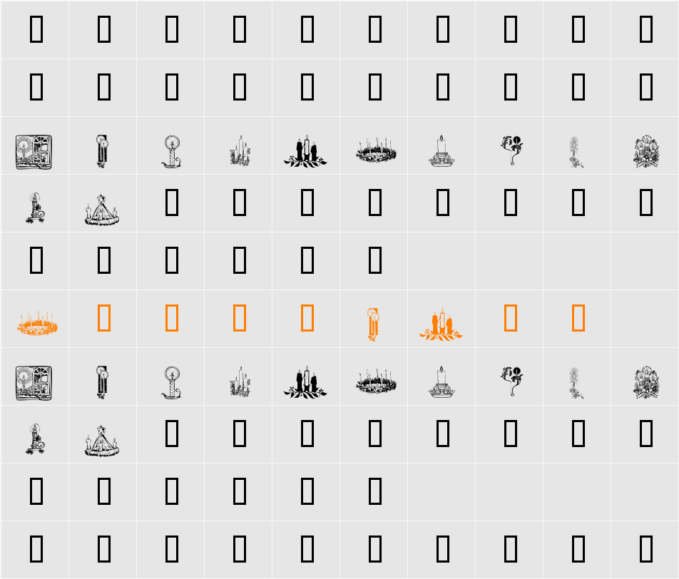 KR Christmas Candles Character Map