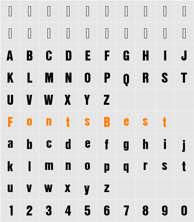 NimbusSanDBlaCon Character Map