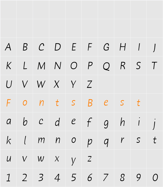 Humana Sans ITC Light Character Map