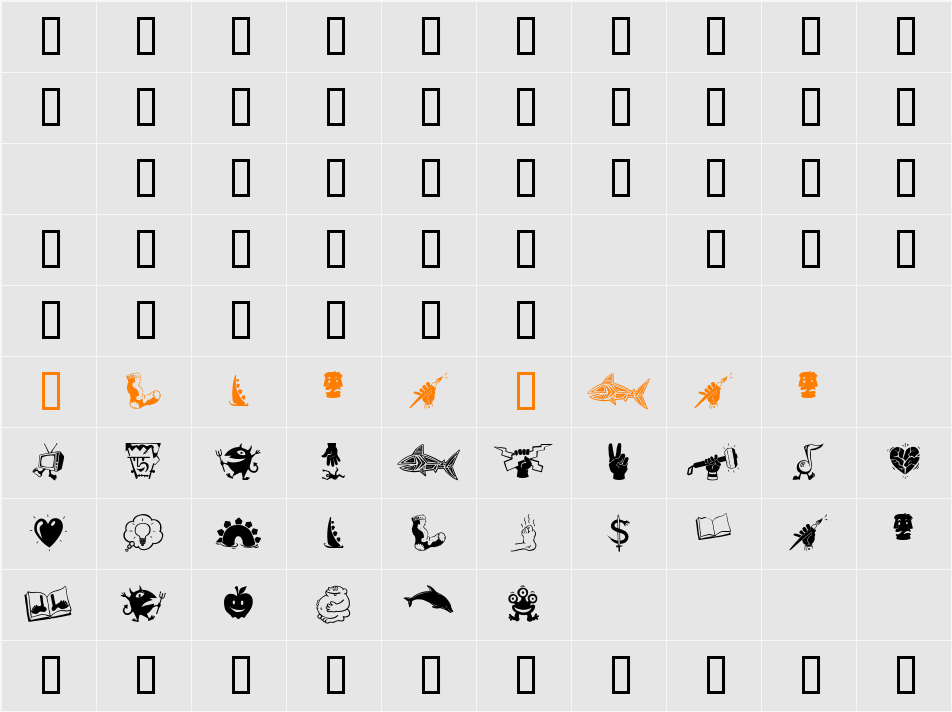 Zono Dingbats Character Map