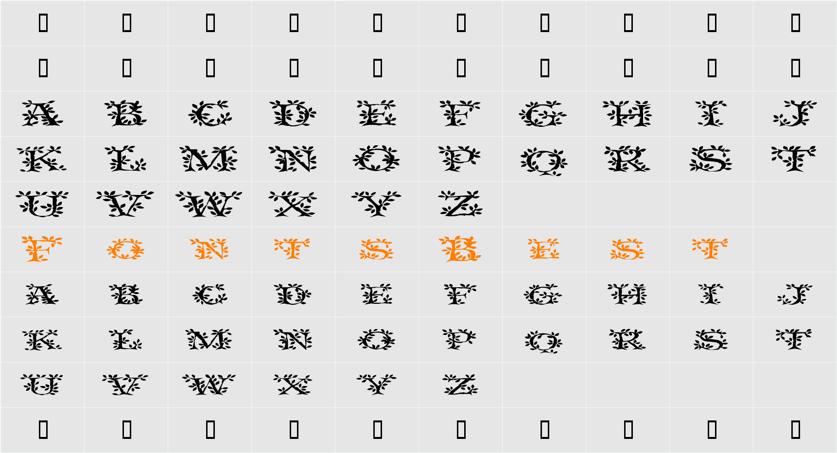SpringtimeExtended Character Map