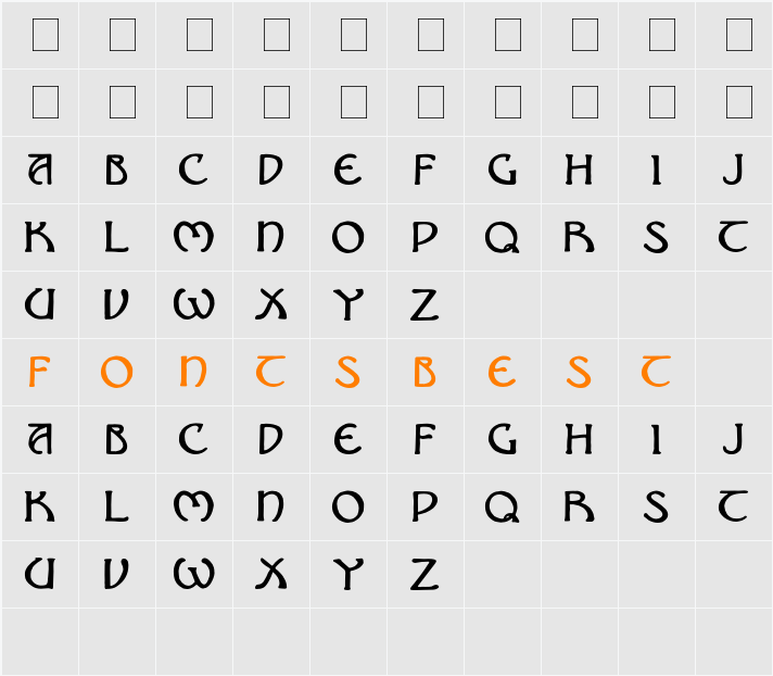 Nouveau Uncial Caps Character Map