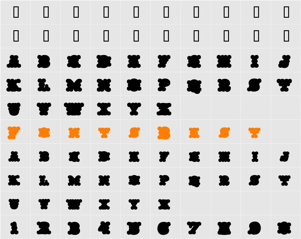 Taqueria Open Fill XL Character Map