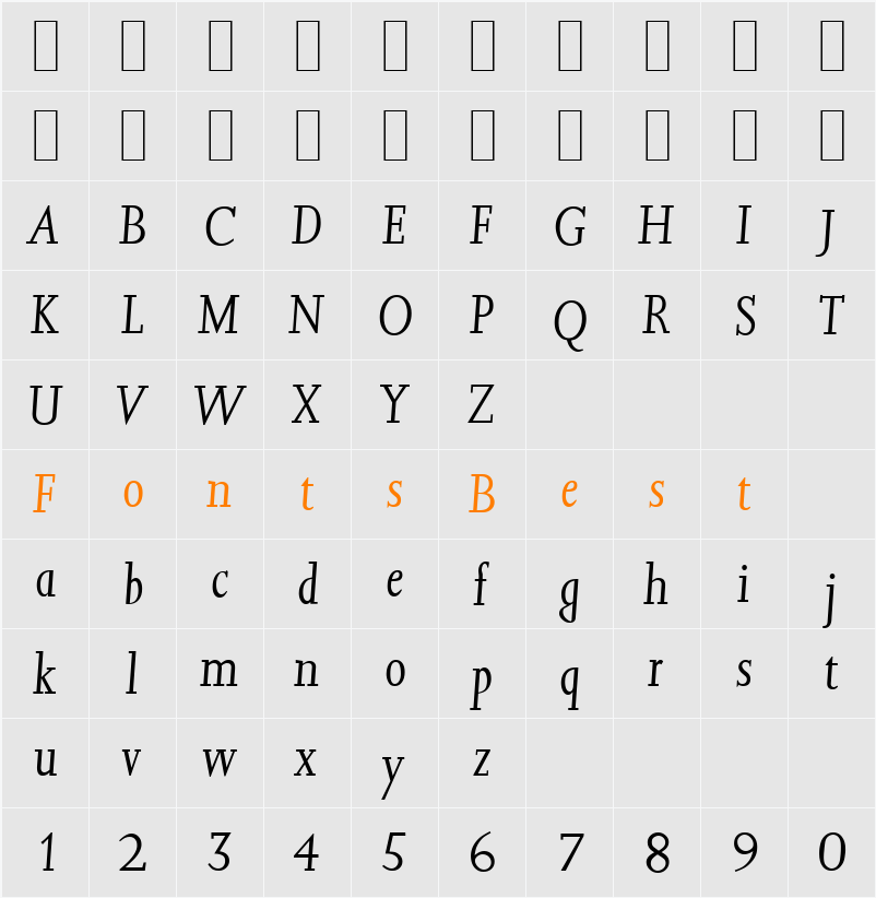 JessicaSerial-Light Character Map