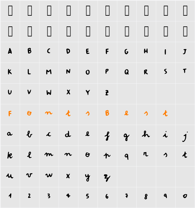 MasiFont Character Map