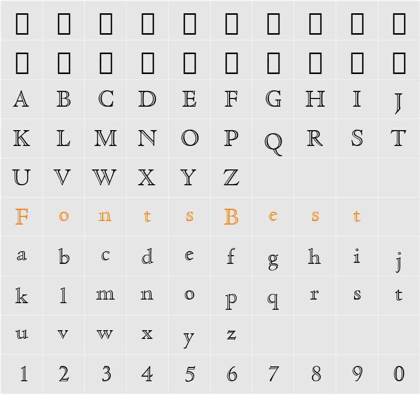 CloisterOpenFace BT Character Map