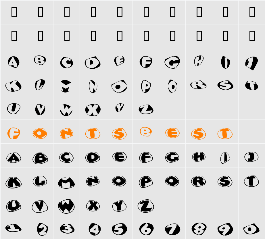 Glyptographs Character Map