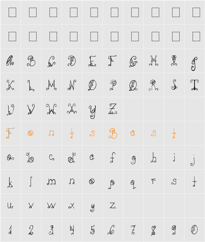 PC-GothicScroll Character Map