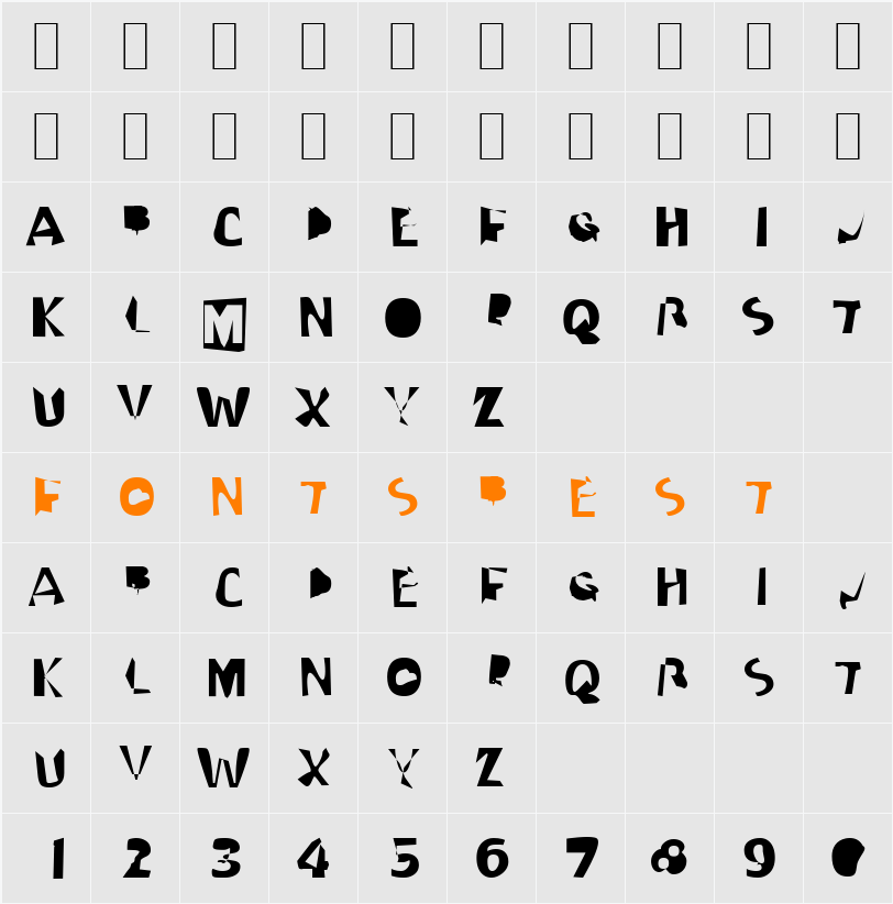 Weird Looking Type Character Map